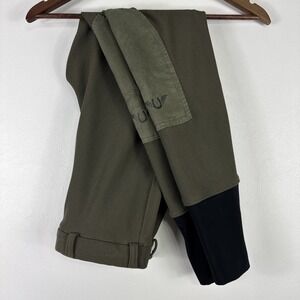 Gutos Equestrian Pants Breeches Women 28 Green Riding Stretch Ribbed Patches